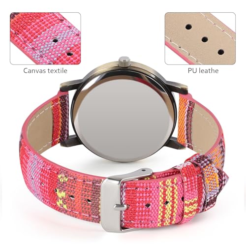 Watches-for-Women-Multicolor-Rainbow-Pattern-Ladies-Watches-PU-Leather-StrapUpgraded-Bohemian-Womens-WatchesWomens-Gift 51qbSNDTX9L