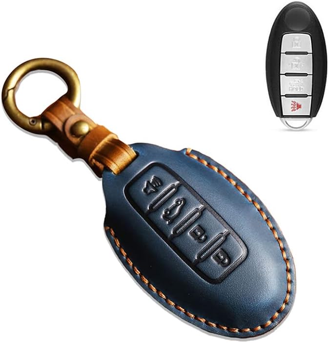 Leather Key Fob Case Cover Fit for Nissan Altima Maxima Murano GT-R Sentra Altima Rogue for Infiniti FX X G JX M Q