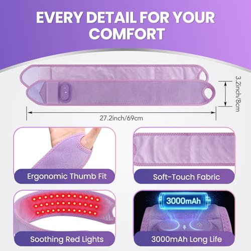 Image of Cordless Wrist Hand Heating Pad Massage for Pain Relief, Rechargeable Heated Wrist Brace for Carpal Tunnel & Arthritis, Red Light Heated Wrist Massager Wrap, Purple