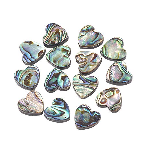PandaHall 10 pcs 14mm Heart Shape Abalone Shell Paua Shell Beads for Earring Bracelet Necklace Jewelry Making, Colorful