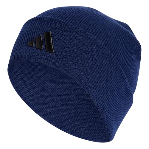 Image of adidas Unisex New Logo Beanie Cuff Hat, Dark Blue/Black, M-L