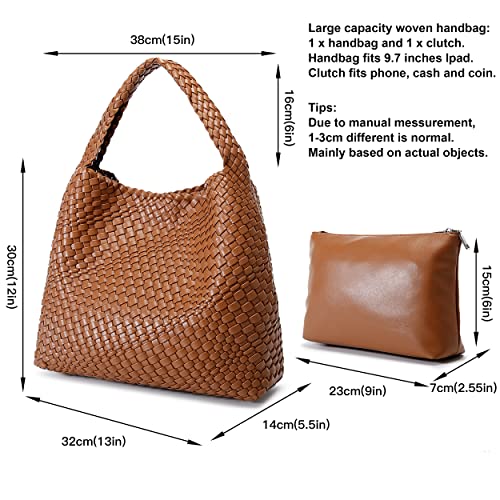 Image of Queenoris Fashion Hobo Bags for Women Top-handle Shoulder Bag Vegan Leather Purses Soft Summer Tote Bag | WOVEN
