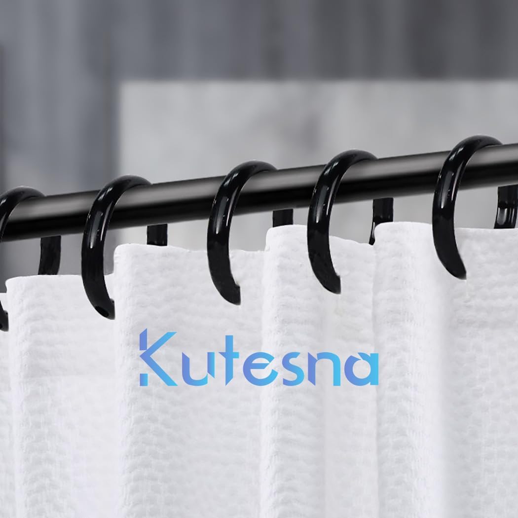 Kutesna 24PCS Shower Curtain Hooks,Black Shower Curtain Rings