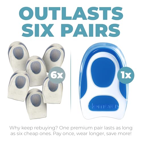 Image of Advanced Heel Cups for Heel Pain Relief - Walk & Stand All Day in Comfort from Plantar Fasciitis, Achilles Tendonitis & Heel Spurs, Upgraded Gel Heel Inserts 2-Pack for Men & Women, Homergy