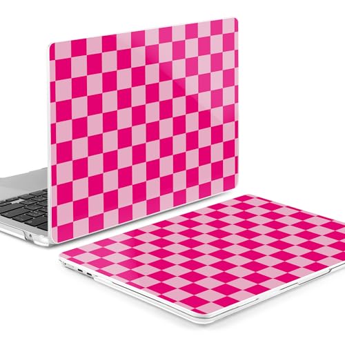 Image of MEEgoodo Case for M5 /M4 /M3 /M2 MacBook Air 13 inch 2026 2025 2024 2022, Fit Model A3449 /A3240 /A3113 /A2681, Case Compatible with MacBook Air 13.6-inch, Rose&Light Pink Checkerboard