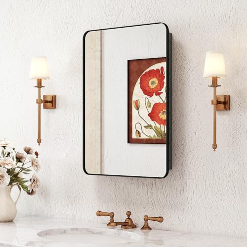 Venlus Medicine Cabinet with Mirror, 16x24 Fully Assembled Recessed or Wall-Mounted Bathroom...