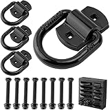 Racewill 1/2' Heavy Duty Bolt-On Forged D Ring, 12000Lbs Break Strength Trailer Tie Down Anchors D Rings, Large D Ring Anchor for Trailers, Trucks, and Cargo Tie Downs (Set of 4) Black