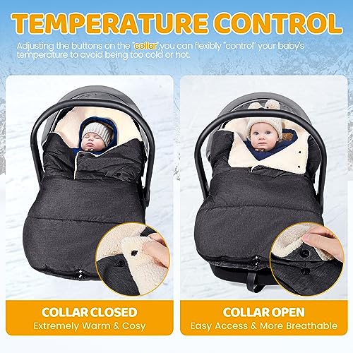 Image of Orzbow Winter Carseat Cover for Baby, Cozy Fleece, Universal Fit, Dark Grey