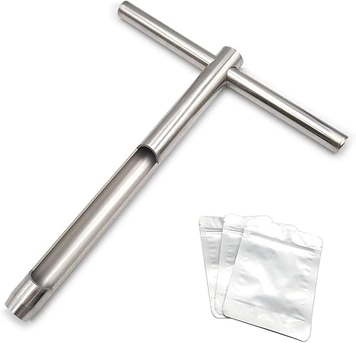 X·CELLENT Sonda de muestra de suelo de 12 pulgadas con bolsas de muestreo reutilizables, kit de prueba de mango estilo T de acero inoxidable,