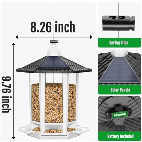 Birdream 2 Pack Solar Bird Feeders for Outdoors Hanging, Assembly Required, 1-Min Easy Setup, Wild Seed Feeders for Cardinals Chickadees and Finches — view 2