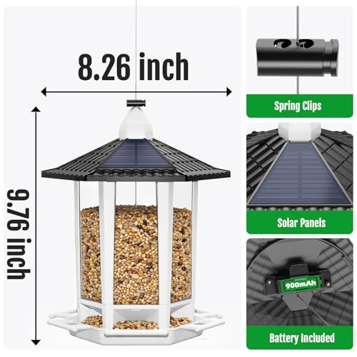 image for Birdream 2 Pack Solar Bird Feeders for Outdoors Hanging, Assembly Requ