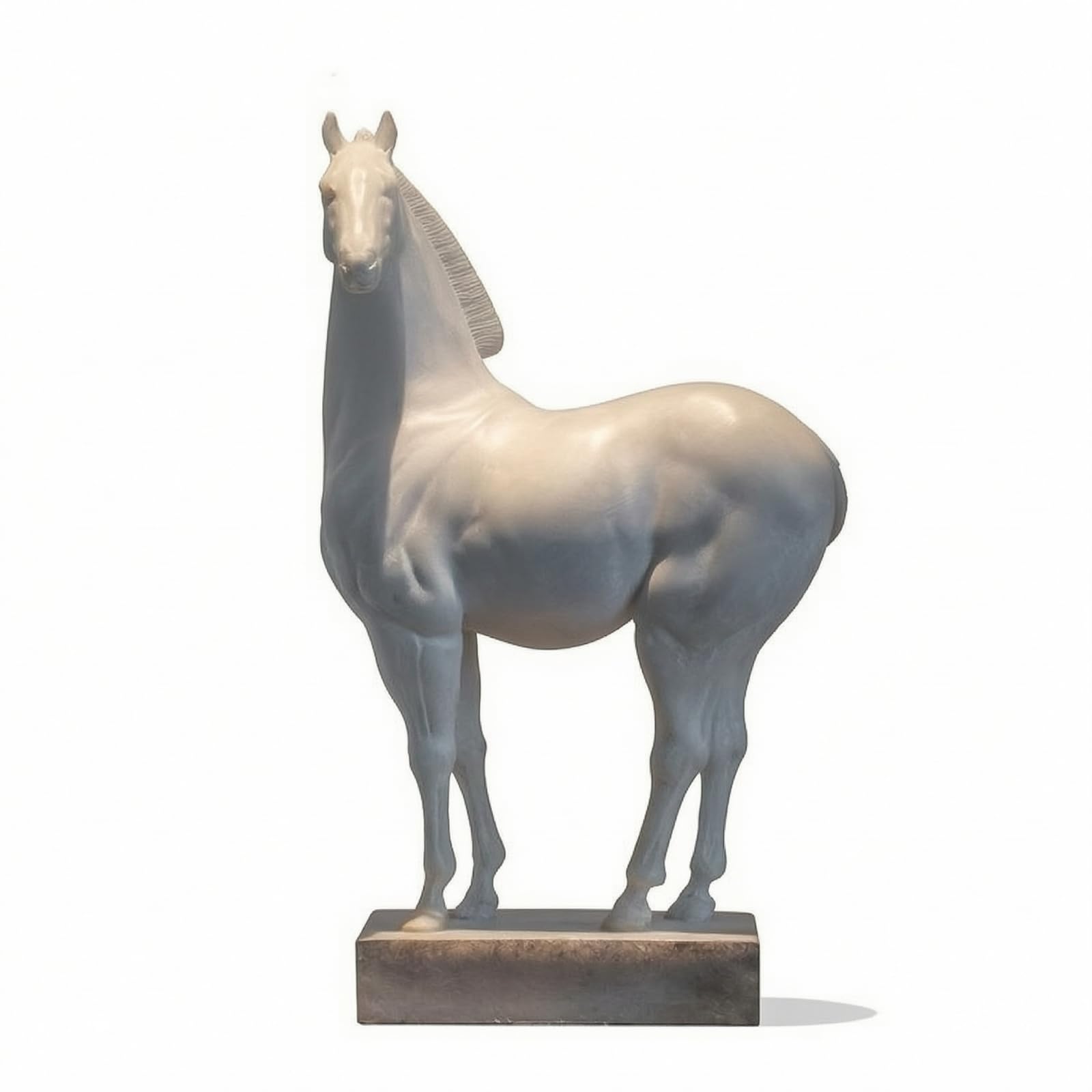 KESOTO Statua Cavallo Astratto Scultura Testa Animale Busto Decorativo Moderno in Resina Marmo Carattere Estetico con Base Solida Verticale Adatta per, Medio 24 12 H41cm