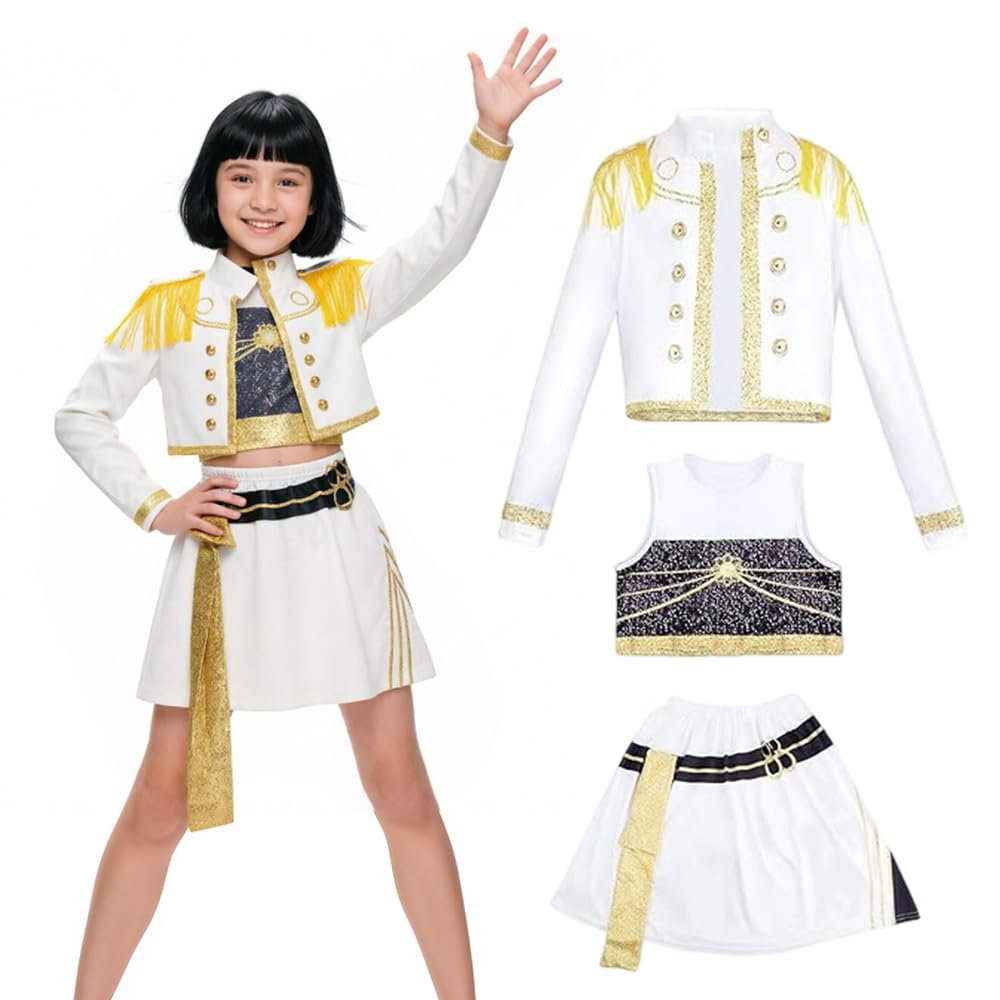 KQWVZ KPop Costume for Girls Kids Outfit, KPop D-emon H-Hunters Costume Kids, Anime Movie Pop Singer Idol Dress with Long Sleeve Coat, Shirt and Pants for Halloween,Cosplay,Birthday Parties&Carnival