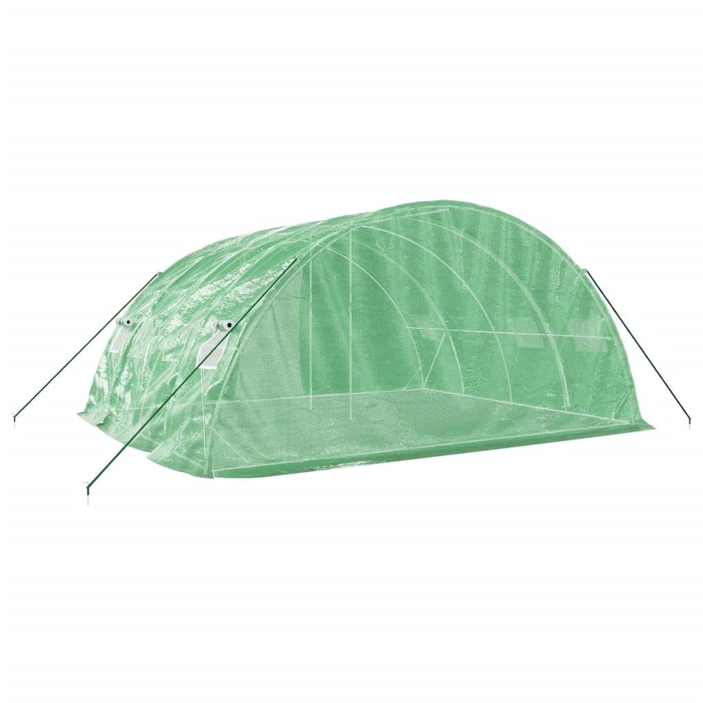 Homgoday Invernadero con Estructura de Acero Verde 20 m² 5x4x2,3 m, Invernadero Caseta Jardín Terraza Plantas Semilla Cultivo Huerto Verduras Cubierta Casero