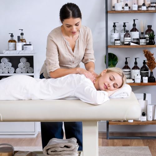 Image of Olela 30.5'' Wide Folding Massage Table, Heavy Duty Stationary Massage Table, Physical Therapy Table with Adjustable Backrest & Storage, Professional Treatment Table for Spa, Tattoo, Chiropractic