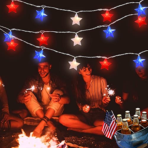 Sotopoo 4Th Of July Lights - Red White And Blue Lights Star Lights String Plug In Indoor Outdoor String Lights, Ideal For Any Patriotic Decorations & Independence Day Decorations, 8.5 Foot, 10 Lights #TOP4