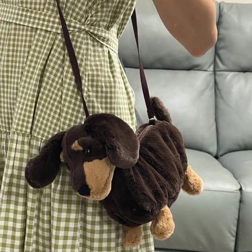 Dianzan Dackel-umhängetasche, Plüsch-Tasche, Hunde-umhängetasche, Lässige Umhängetasche, Pelzige Welpen-Tasche, Stofftier-Handtasche Für Kinder