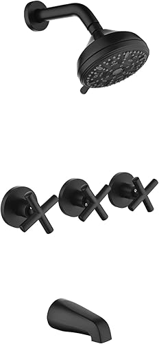 Juego de grifo de ducha de 3 asas con boquilla de bañera, juego combinado de grifos de ducha, sistema de ducha completo para bañera y ducha,