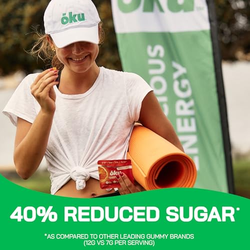 Image of ōku Energy Chews - Energy Gummies w /Natural Caffeine from Green Tea | Yerba Mate, Coconut Water for Hydration, 4g Fiber Gummy, Non-GMO | Running, Cycling, On-the-Go Snacks, Variety Pack (8-Pack)