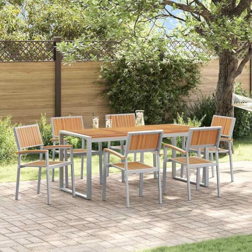 Genérico Conjunto de Comedor de Jardín 7 pcs Gris,Mobiliario,Muebles de jardín,Mesas de jardín,3284372