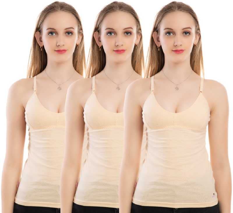 selsia Pure Cotton Women's Regular Fit Camisole (X-Large_Skin) Pack of 3-picture-25