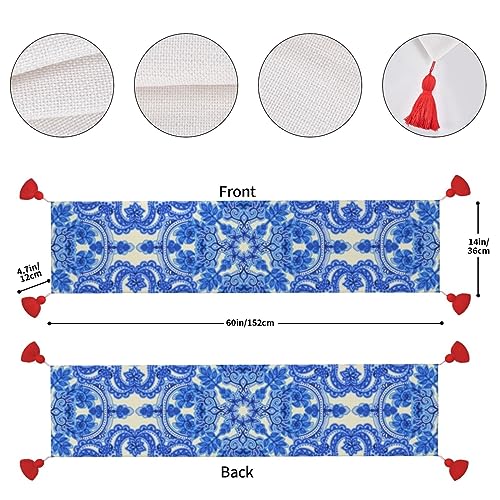 Chemin de table en lin anti-plis style rustique lavable pour protection de table durable