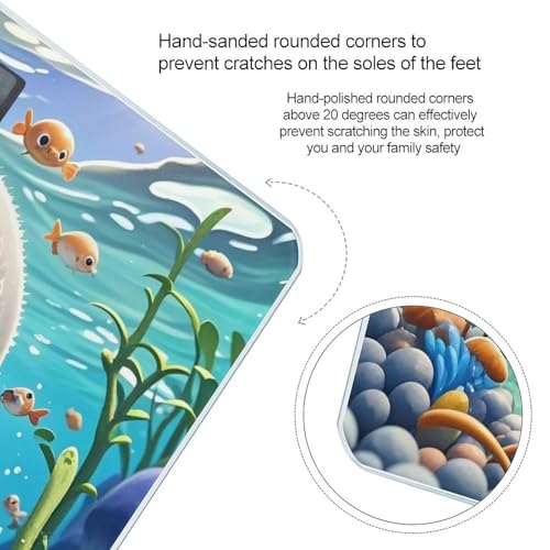 Báscula digital de baño con diseño animal marino y plataforma de vidrio templado miniatura 4