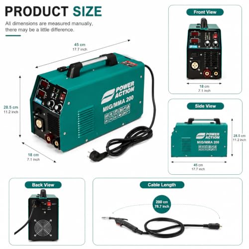 Image of Sulfar Power Action IGBT Welding Machine MIG /MMA200 Voltage 160-240V-50Hz No Load Voltage 65V, Current Range 20-200A Max Input Current: MMA: 27A MIG: 25A With Two LCD Display (200, Green)