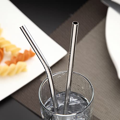 DEVICO-Portable-Utensils-Travel-Camping-Cutlery-Set-8-Piece-including-Knife-Fork-Spoon-Chopsticks-Cleaning-Brush-Straws-Portable-Case-Stainless-Steel-Flatware-set-Silver