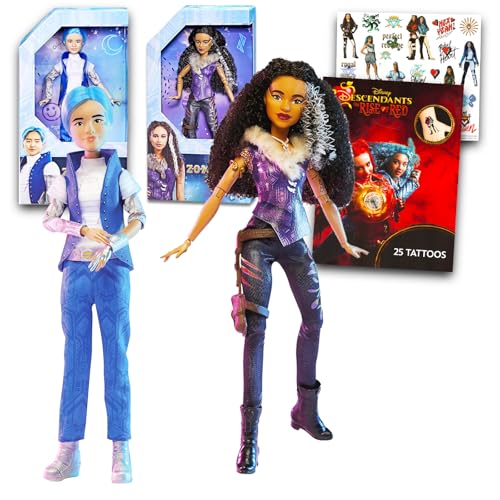 Disney Zombies Dolls Set for Girls - Bundle with 2 Zombies 3 Dolls Featuring Aspen and Willa Plus Tattoos for Kids | Disney Toys