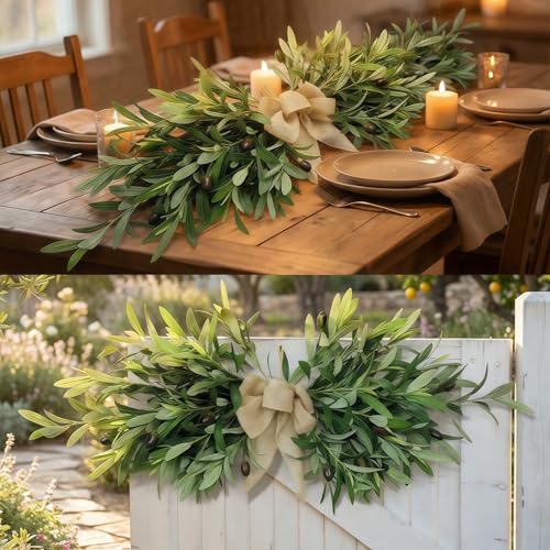 Beibeiplay Olive Leaf Swag 26", Artificial Olive Swag with Burlap Bow by Beibeiplay - Used condition - Image 7