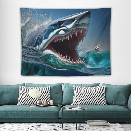 Tapisserie requin grand format pour mur de salon moderne - 7