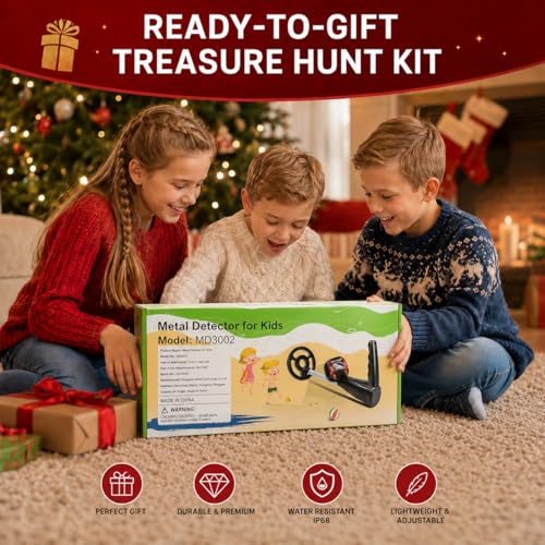 Image of Metal Detector for Kids - Adjustable 17 inch-32 inch Kids Metal Detector with LCD Display, 6 inch IP68 Waterproof Search Coil, Beginner Treasure Finder, Gift for Boys and Girls