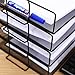 4 Tier Stackable Paper Tray - Metal Mesh Office File Organizer for Desk Printer Letter Teacher Paper Black Color by DeElf