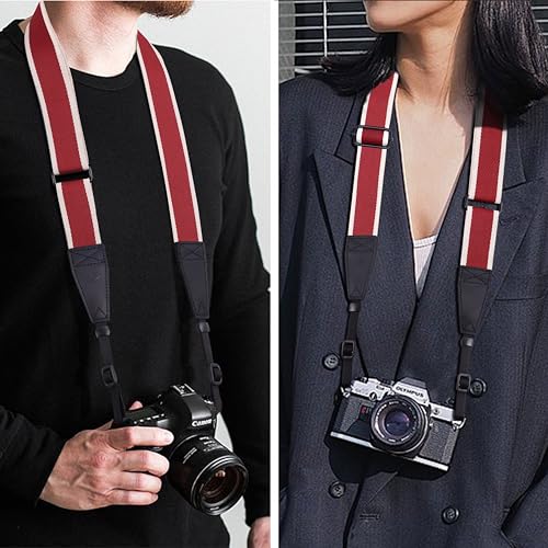 Image of Padwa Lifestyle Adjustable Camera Strap - 1.5 inch Top Layer Cowhide Head Camera Straps for Photographers, Cotton Adjustable Neck Shoulder & Crossbody Strap Quick Release for All Cameras and Binoculars