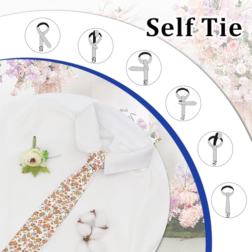 Image of Luckyvestir Ties for Men, Sage Green Cotton Floral Tie 2.76 inch Flower Printed Men's Neckties for Wedding /Groomsmen /Suit /Party