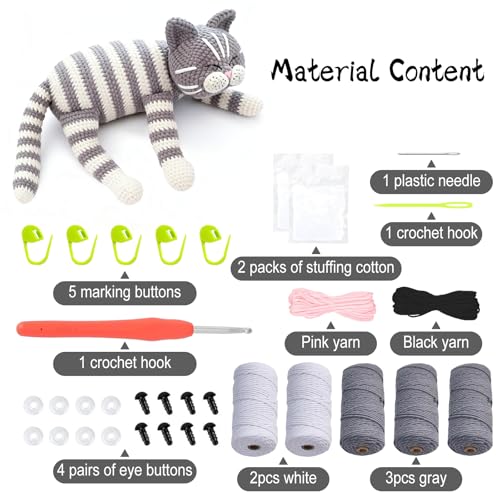 Kit crochet débutant complet pour crocheter un mignon chat en laine - 2