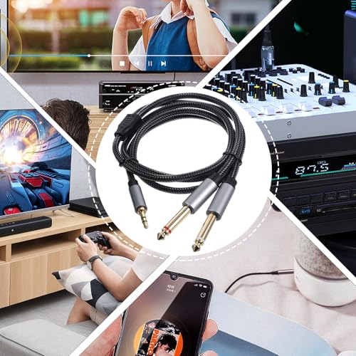 Cable divisor Jack 3.5mm a Dual 6.35mm 1m para audio miniatura 7
