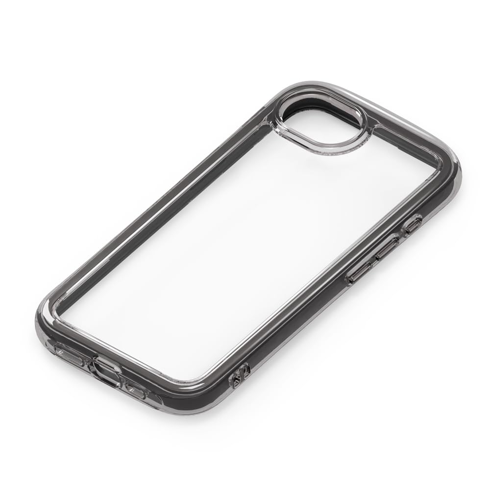 iPhone16e 用 エアクッションケース ケース ストラップホール 背面クリア 耐衝撃 エア グラファイト PG-25KAR01BK