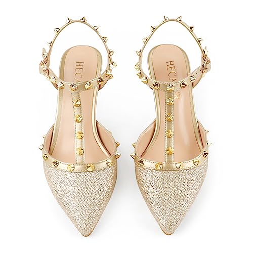 Kitten Heels Strappy Sandals for Women Slingback Pumps Closed Toe Sandals3