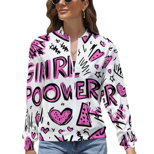 Girls Power Leopard Print Love Heart Fashion Jackets for Women Coat Sweatshirt Windbreaker Bomber Jacket Top2