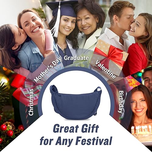 Image of Nylon Crescent Crossbody Bag for Women Purses Trendy Men,Small Travel Sling Bag Hobo