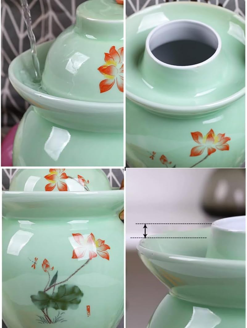 Duży ceramiczny słoik na marynaty z pokrywkami, zielony tradycyjny chiński porcelanowy słoik do marynowania, ceramiczny garnek fermentacyjny z uszczelką wodną pokrywką śluzy powietrznej, garnek z