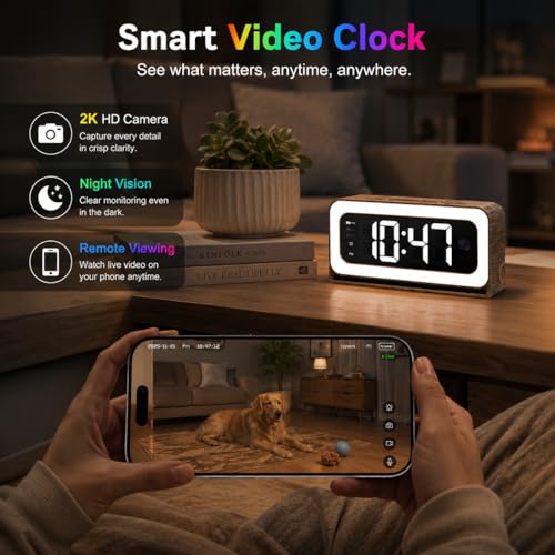 Clock Camera 2K 5G and 2 4G WiFi Indoor Security Wood Grain Cameras for Home 3 in 1 with - image 2