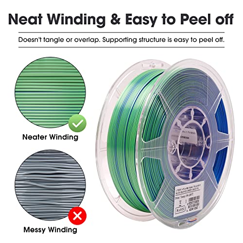 Image of eSUN Silk Mystic PLA Filament 1.75mm, Shiny Silk Three Color Co Extrusion 3D Printer Filament, 1KG (2.2 LBS) Spool 3D Printing Color Change Filament for 3D Printers,Blue Orange Green
