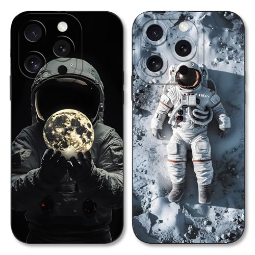 [2 Piezas] Aesthetics Cartoon Funda para Xiaomi Redmi 9A 4G 6,53',Carcasa con Lindo Astronauta Planeta Patrón Art Diseño Cover,TPU Anti-Choques Silicona Bumper Case para Xiaomi Redmi 9A 4G,Cute