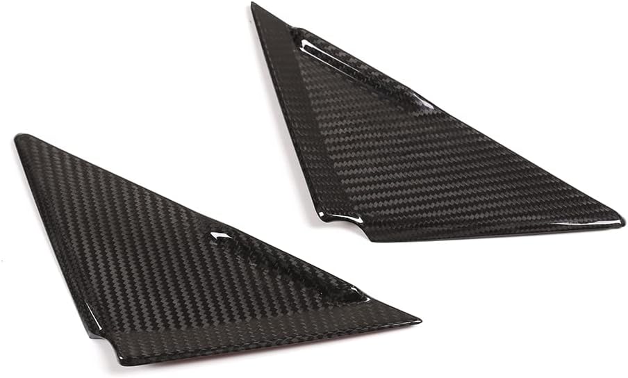 Daeiclru Real Carbon Fiber Car Front A-Pillar Triangular Decorative Cover Compatible with Nissan GTR R35 2008-2016, Side Window Triangle Trim, Exterior Accessories (Black)