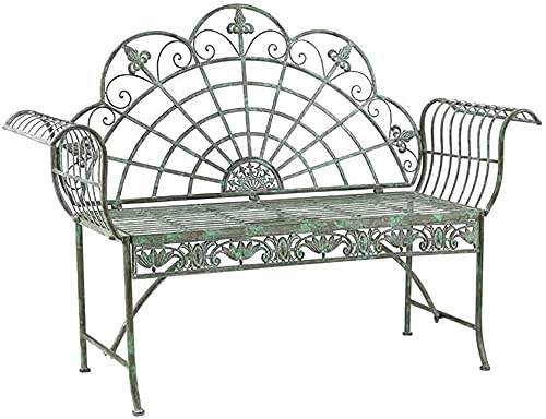 AMZOPDGS Patio Bench Park Bench Outdoor Conversation Couch, Terrace Park Bench Outdoor Benches, Weatherproof and Rustproof Cast Iron Garden Bench, Single and Double Retr