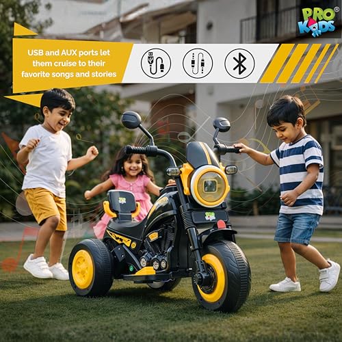 Image of PRO KIDS S500 Rechargeable Electric Kids Bike with Bluetooth, USB, AUX, Music & LED | Ride-On Bike for Boys & Girls (1.5-4 Years) | 6V Battery Powered | Foot Accelerator