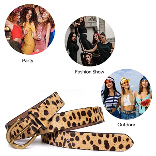 Womens Leopard Print Belt Animal Printed Belt for Women Suede Leather Waist Belt Zebra Casual Belts for Jeans/dress 5
